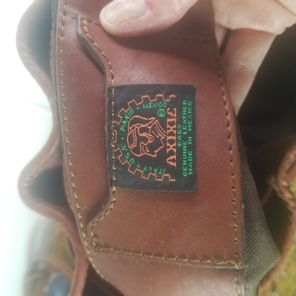 Vtg 70s Axixie aztec mexican leather bucket bag purse - Picture 11 of 11